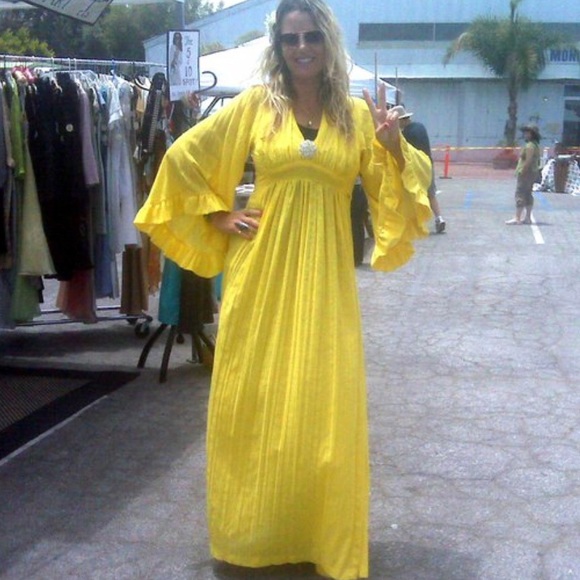 Dresses & Skirts - Vintage Gauze Dress with Bell Sleeves Size 16